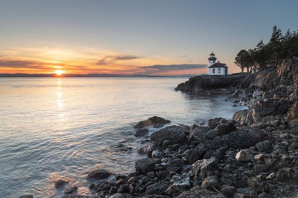 Lime Kiln Lighthouse at sunset-Lime Kiln Point State Park-San Juan Island-Washington State